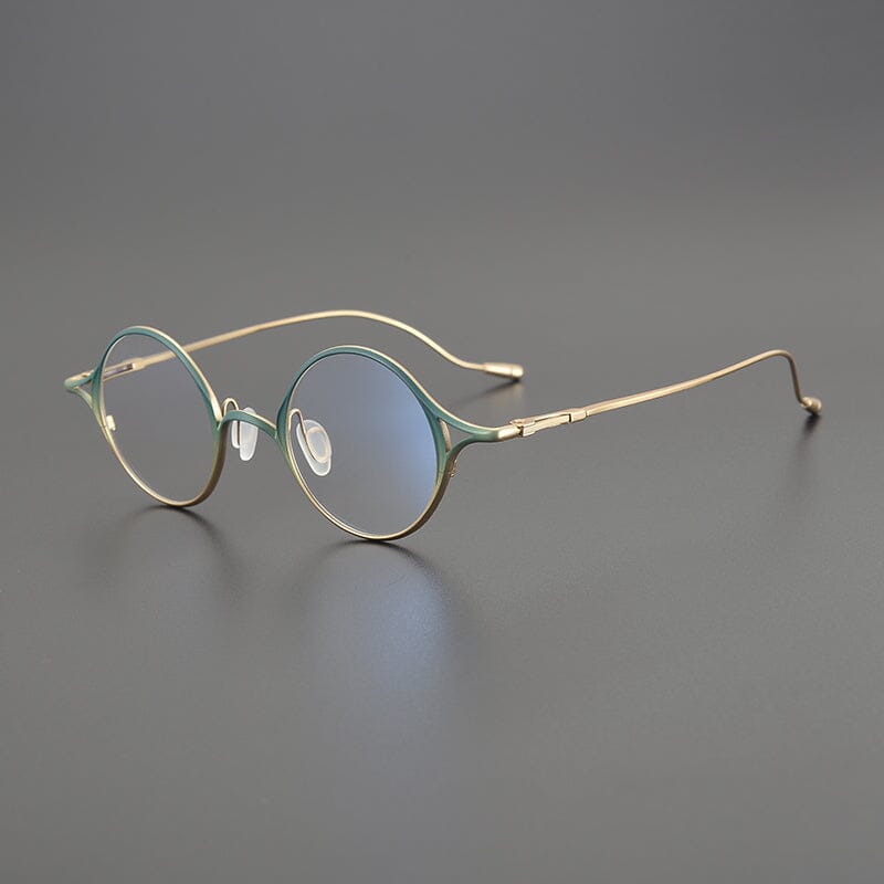 Rain Vintage Personalized Titanium Eyeglasses Frame Round Frames Southood Gold Green