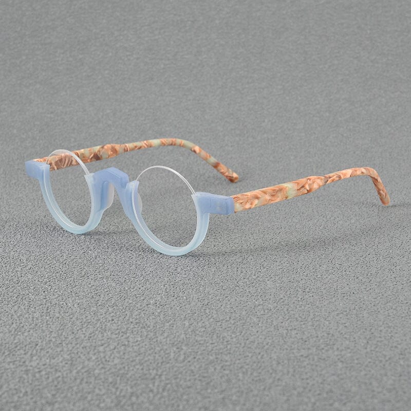 Ramzi Round Acetate Glasses Frame Round Frames Southood Matte Blue