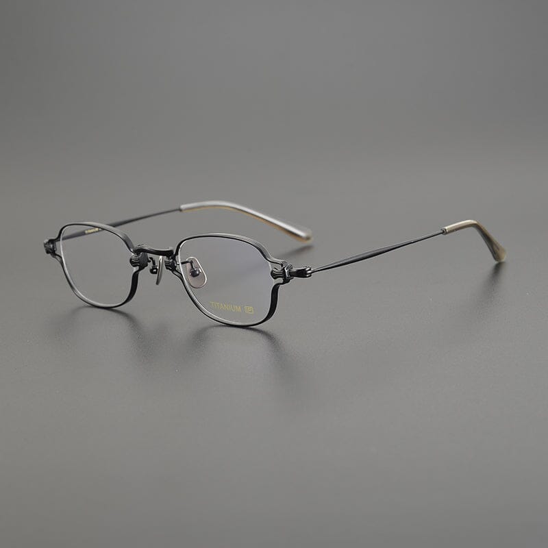 Reid Retro Rectangle Titanium Glasses Frame Rectangle Frames Southood Black