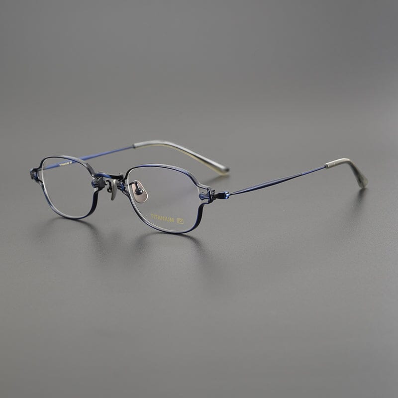 Reid Retro Rectangle Titanium Glasses Frame Rectangle Frames Southood Blue