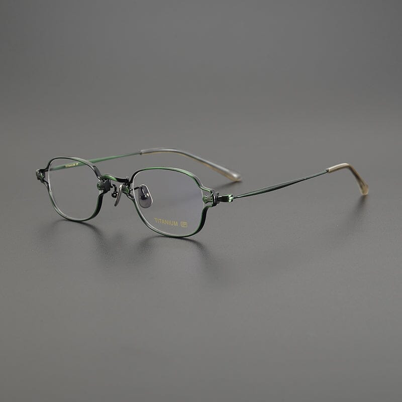 Reid Retro Rectangle Titanium Glasses Frame Rectangle Frames Southood Green