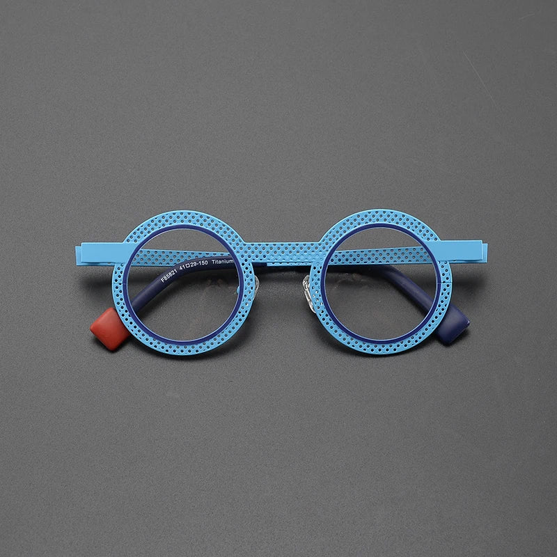 Rene Ultralight Round Titanium Glasses Frame Round Frames Southood Blue