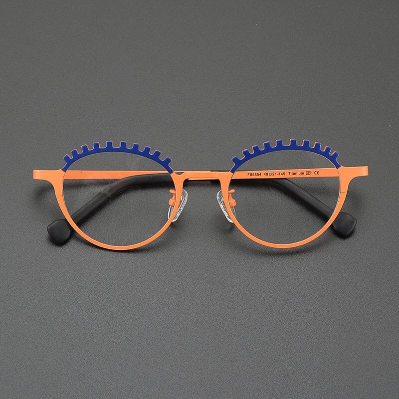 Renny Niche Designer Titanium Glasses Frame Cat Eye Frames Southood Blue Orange