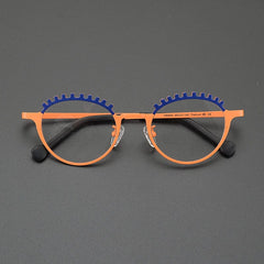 Renny Niche Designer Titanium Glasses Frame Cat Eye Frames Southood Blue Orange