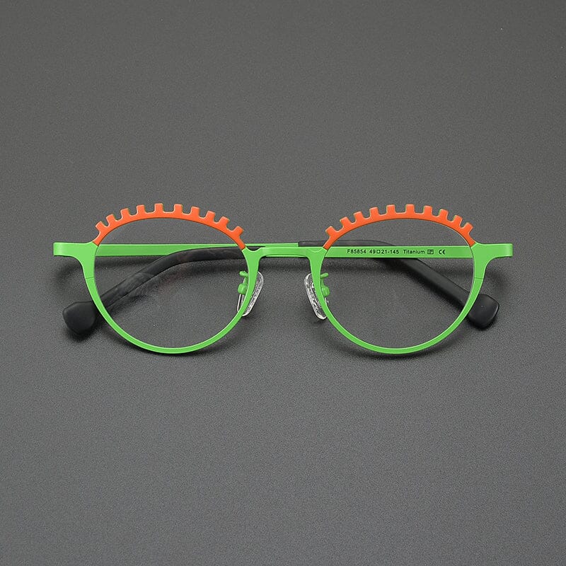 Renny Niche Designer Titanium Glasses Frame Cat Eye Frames Southood Orange Green