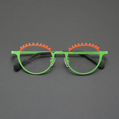 Renny Niche Designer Titanium Glasses Frame Cat Eye Frames Southood Orange Green