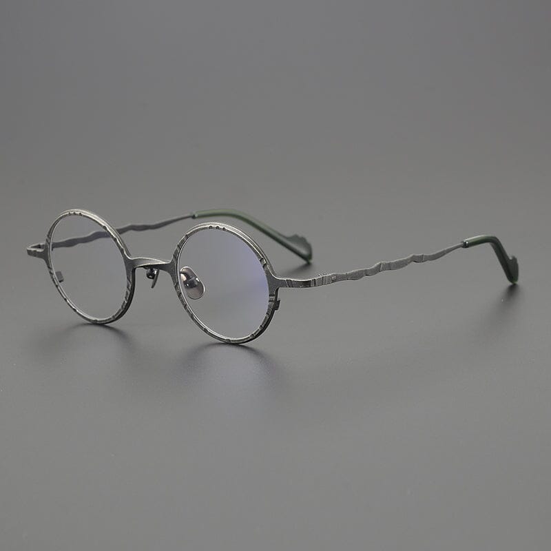 Rey Retro Round Titanium Eyeglasses Frame Round Frames Southood Grey Gun
