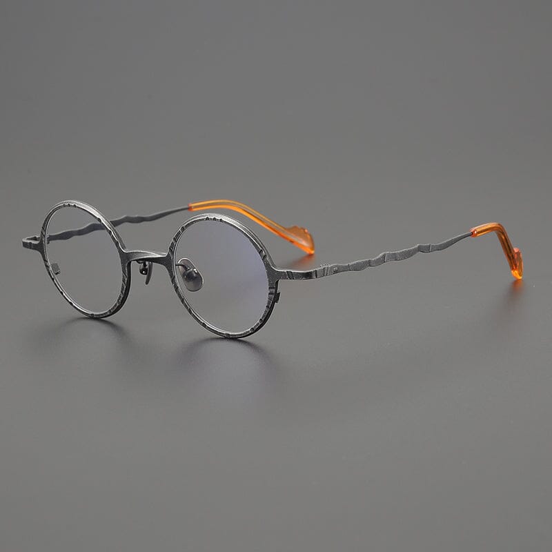 Rey Retro Round Titanium Eyeglasses Frame Round Frames Southood Orange Gun