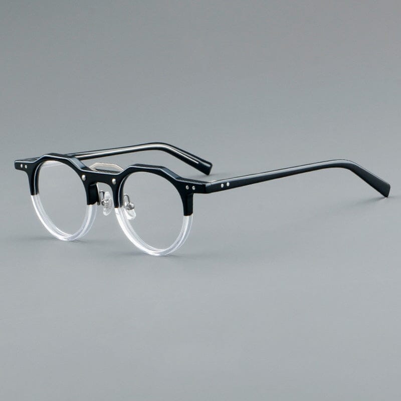 Ron Retro Round Acetate Glasses Frame Round Frames Southood Black clear