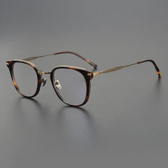 Rune Vintage Acetate Titanium Glasses Frame Round Frames Southood Leopard bronze