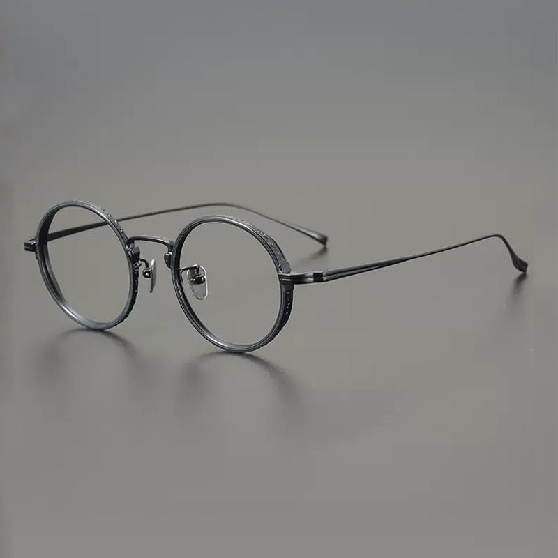 Saint Vintage Round Titanium Eyeglasses Frame Round Frames Southood Black