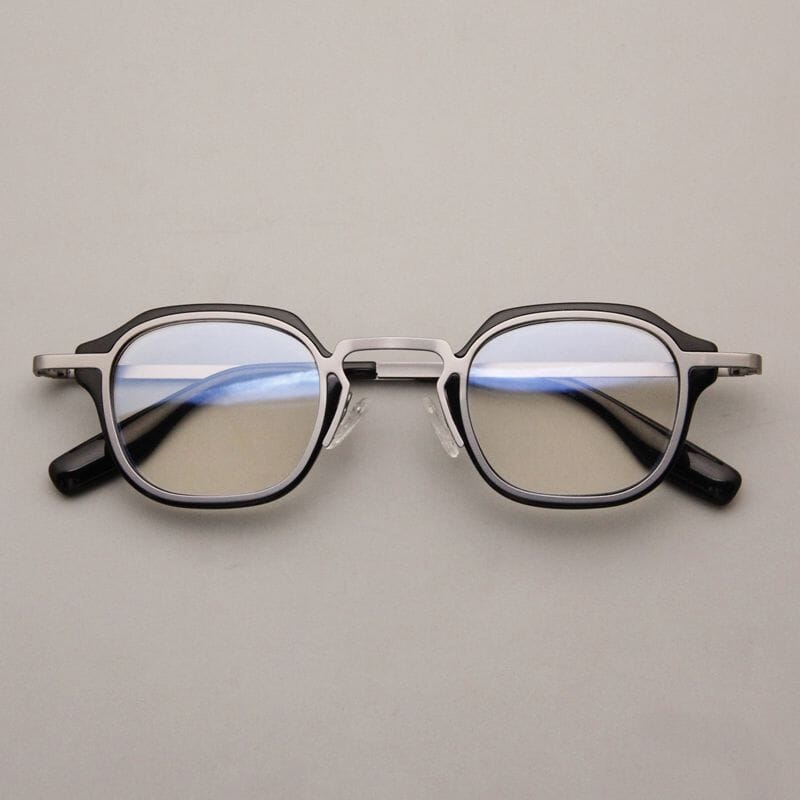 Sebert Retro Acetate Glasses Frame Rectangle Frames Southood Black Gun
