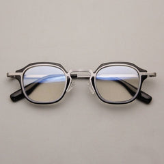 Sebert Retro Acetate Glasses Frame Rectangle Frames Southood Black Gun