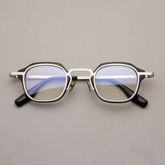 Sebert Retro Acetate Glasses Frame Rectangle Frames Southood Black Silver