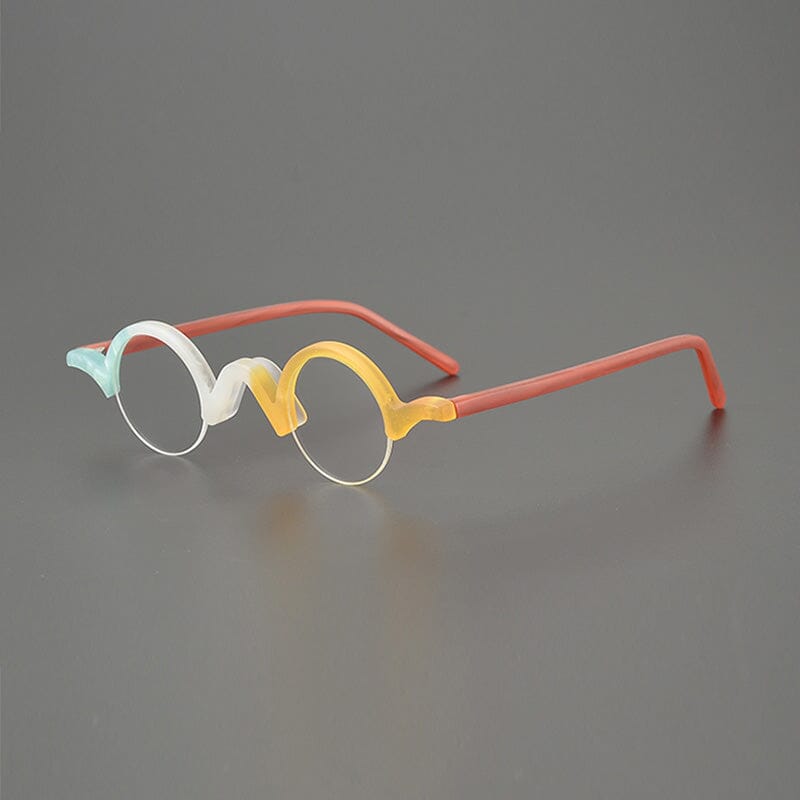 Shaw Round Acetate Glasses Frame Round Frames Southood Matte White Orange