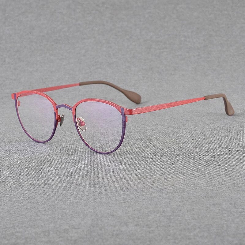 Shumac Titanium Round Glasses Frame Round Frames Southood Red Purple