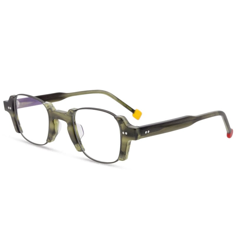 Sinjin Round Acetate Personalized Eyeglasses Frames Round Frames Southood Army green Square