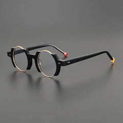 Sinjin Round Acetate Personalized Eyeglasses Frames Round Frames Southood Black gold