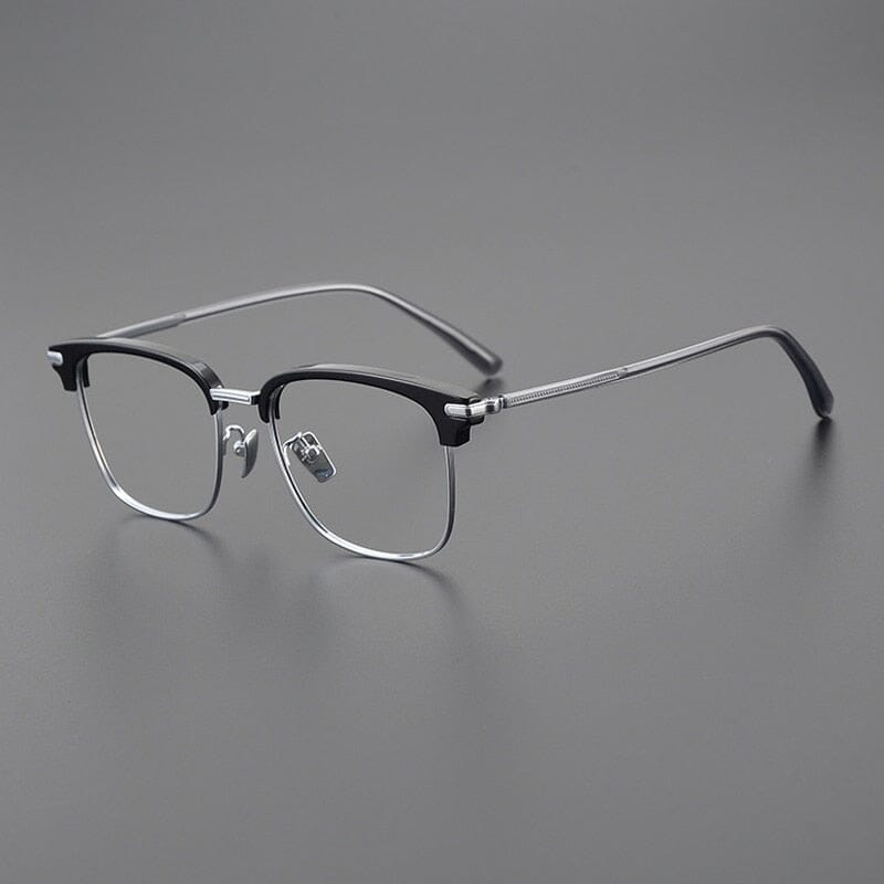 Smythe Vintage Acetate Titanium Glasses Frame Rectangle Frames Southood Black Silver