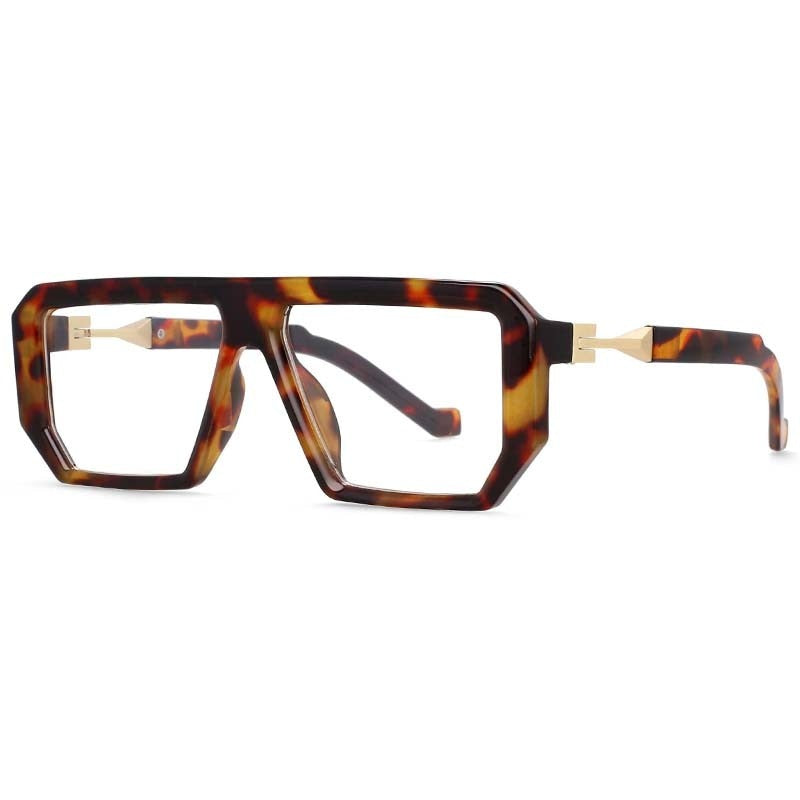 Spencer Irregular Hinged Leg Large Glasses Frame Aviator Frames Southood Leopard