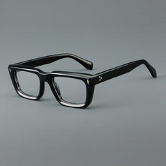 Sutton Retro Rectangle Acetate Glasses Frame Rectangle Frames Southood Black
