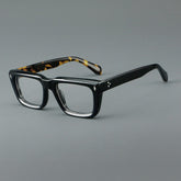 Sutton Retro Rectangle Acetate Glasses Frame Rectangle Frames Southood Black leopard