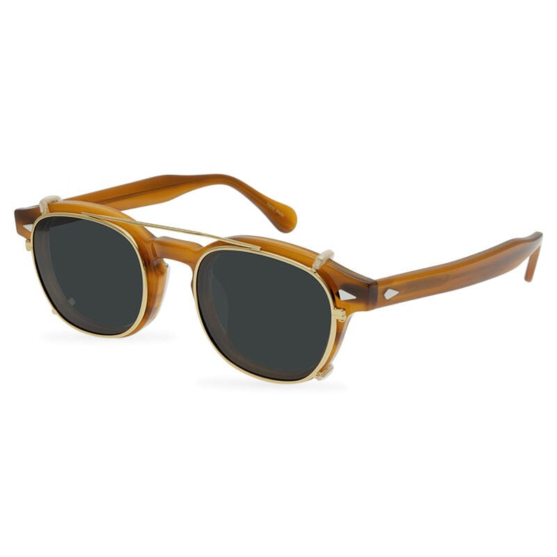 Symon Acetate Glasses Frame With sunglasses Clips Cat Eye Frames Southood Color3 Linen