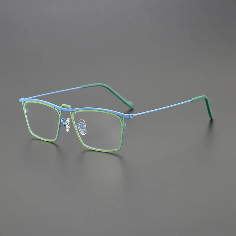 Takai Rectangle Titanium Glasses Frame Rectangle Frames Southood Green Blue