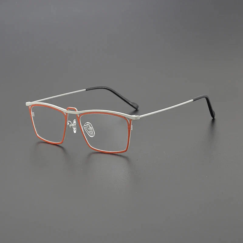 Takai Rectangle Titanium Glasses Frame Rectangle Frames Southood Red Silver