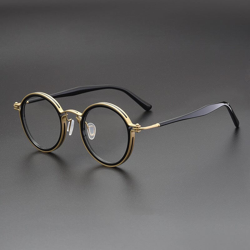 Tate Vintage Round Acetate Glasses Frame Round Frames Southood Gold black