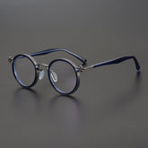 Tate Vintage Round Acetate Glasses Frame Round Frames Southood Gun Blue
