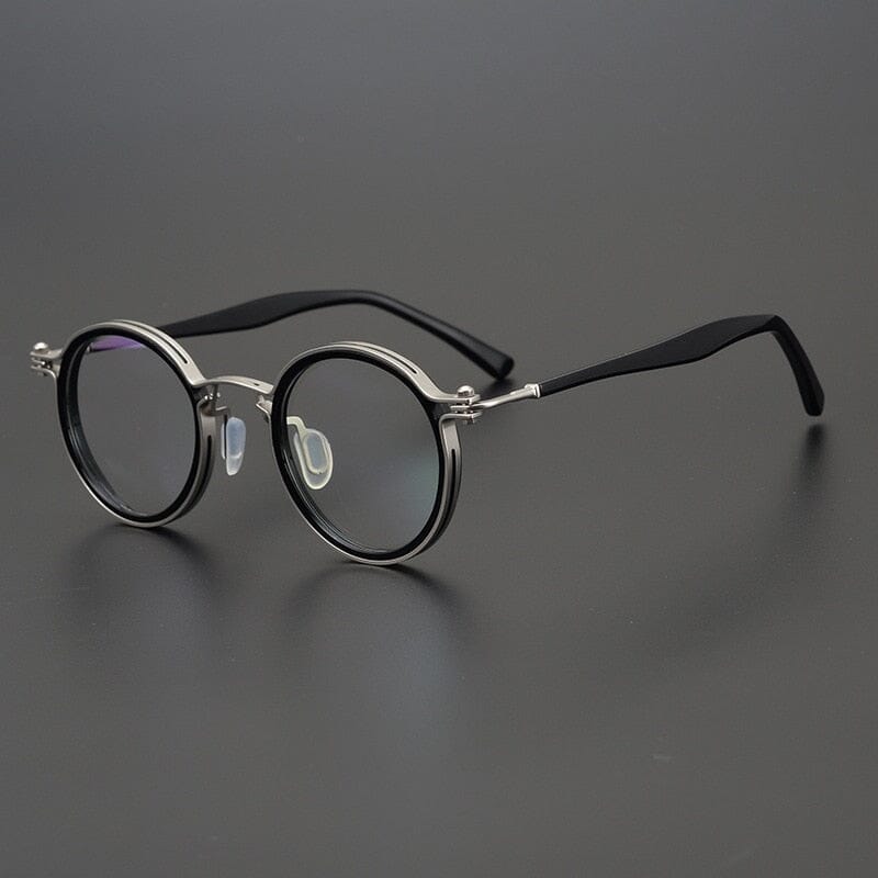 Tate Vintage Round Acetate Glasses Frame Round Frames Southood Silver Black