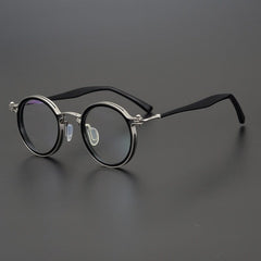 Tate Vintage Round Acetate Glasses Frame Round Frames Southood Silver Black