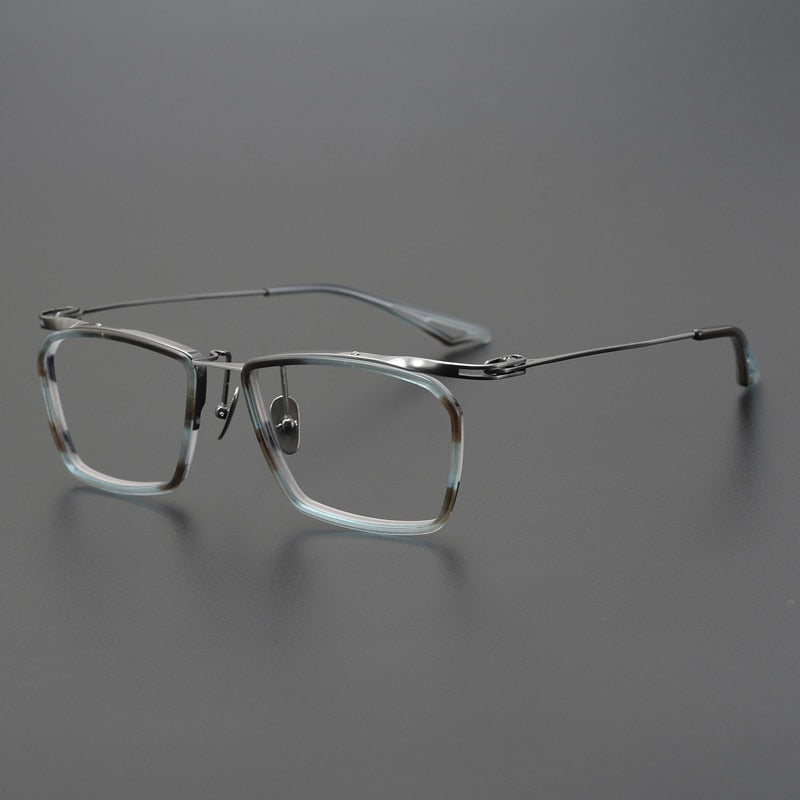 Tatum Vintage Square Titanium Glasses Frame Rectangle Frames Southood Blue