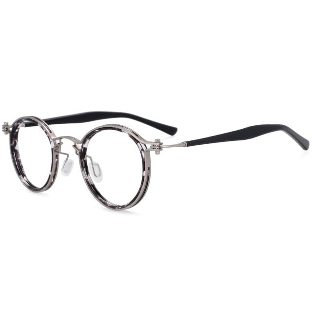 Tel Retro Steam Punk Optical Glasses Frame Round Frames Southood A02 Black flower