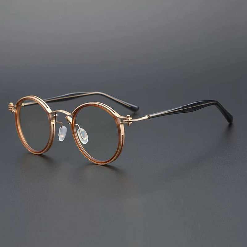 Tel Retro Steam Punk Optical Glasses Frame Round Frames Southood A05 Champagne