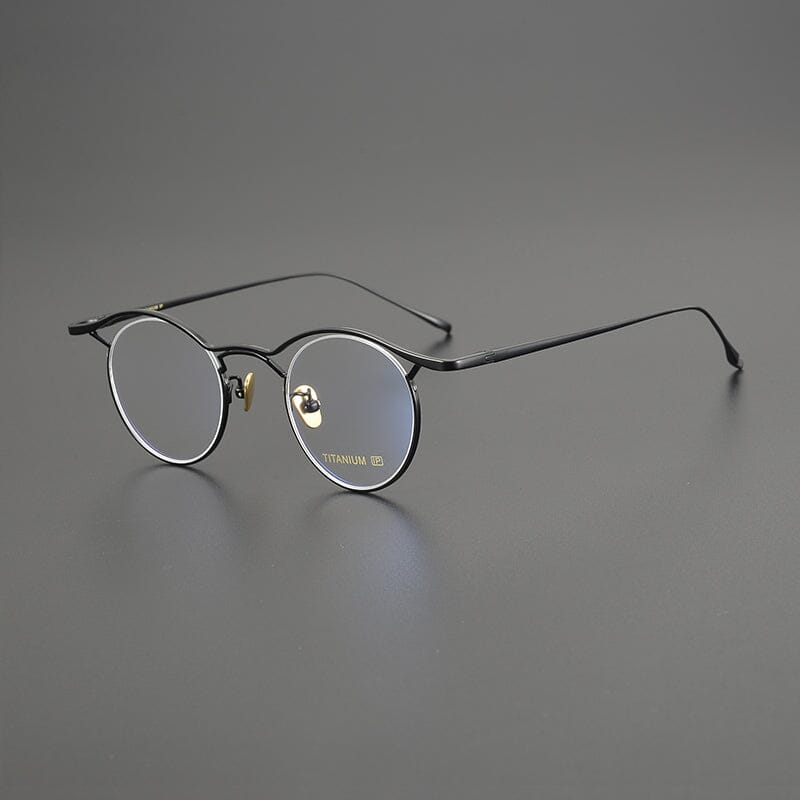 Toyo Vintage Personalized Titanium Eyeglasses Frame Round Frames Southood Black