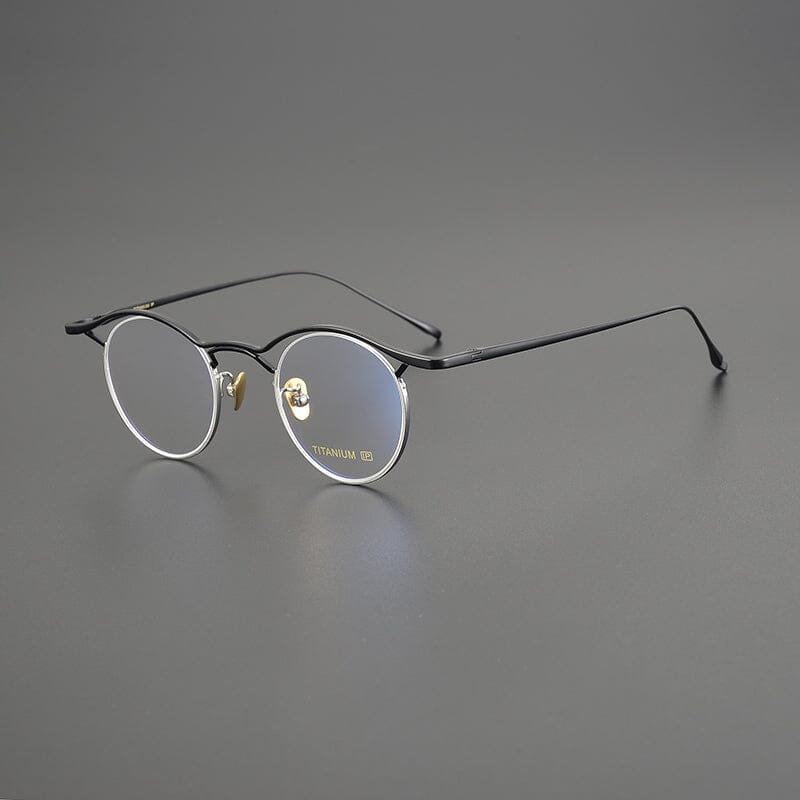 Toyo Vintage Personalized Titanium Eyeglasses Frame Round Frames Southood Black Silver