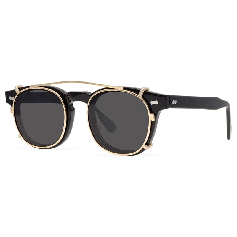 Trace Acetate Glasses Frame With sunglasses Clips Round Frames Southood Black