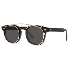 Trace Acetate Glasses Frame With sunglasses Clips Round Frames Southood Black