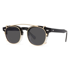 Trace Acetate Glasses Frame With sunglasses Clips Round Frames Southood Black-Clear