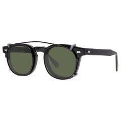 Trace Acetate Glasses Frame With sunglasses Clips Round Frames Southood Black-green lens