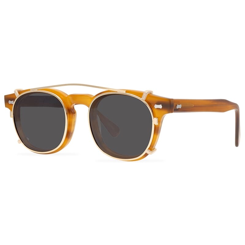 Trace Acetate Glasses Frame With sunglasses Clips Round Frames Southood Linen stripes