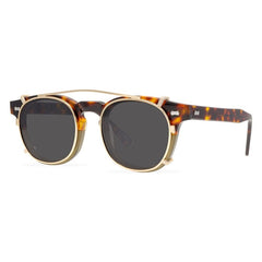 Trace Acetate Glasses Frame With sunglasses Clips Round Frames Southood Tortoise-Brown