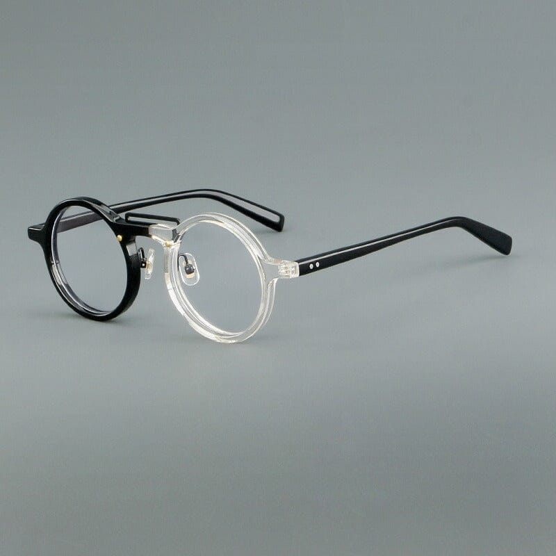 Van Retro Round Acetate Glasses Frame Round Frames Southood Black Clear