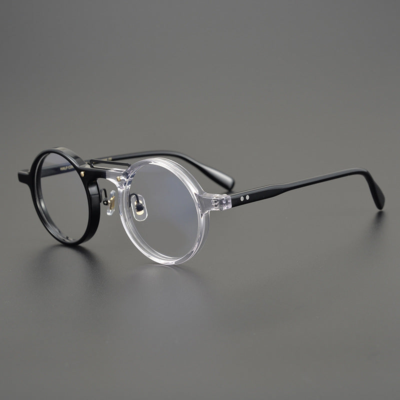 Van Vintage Round Acetate Optical Glasses Frame Round Frames Southood Black-clear