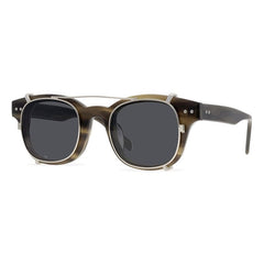 Vayle Acetate Glasses Frame With sunglasses Clips Cat Eye Frames Southood Gray Stripe Brown-Black