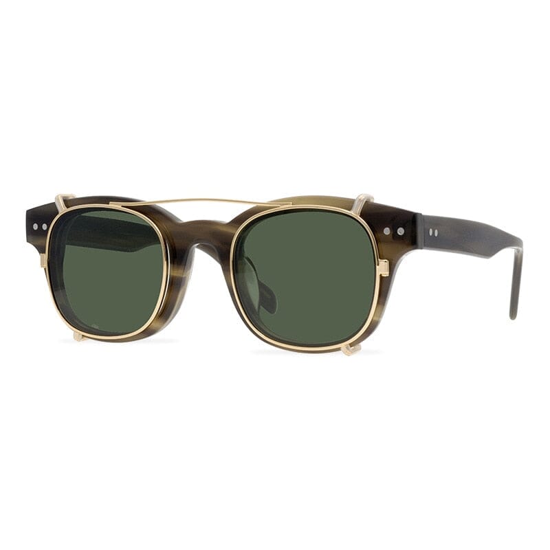 Vayle Acetate Glasses Frame With sunglasses Clips Cat Eye Frames Southood Gray Stripe Brown-Green