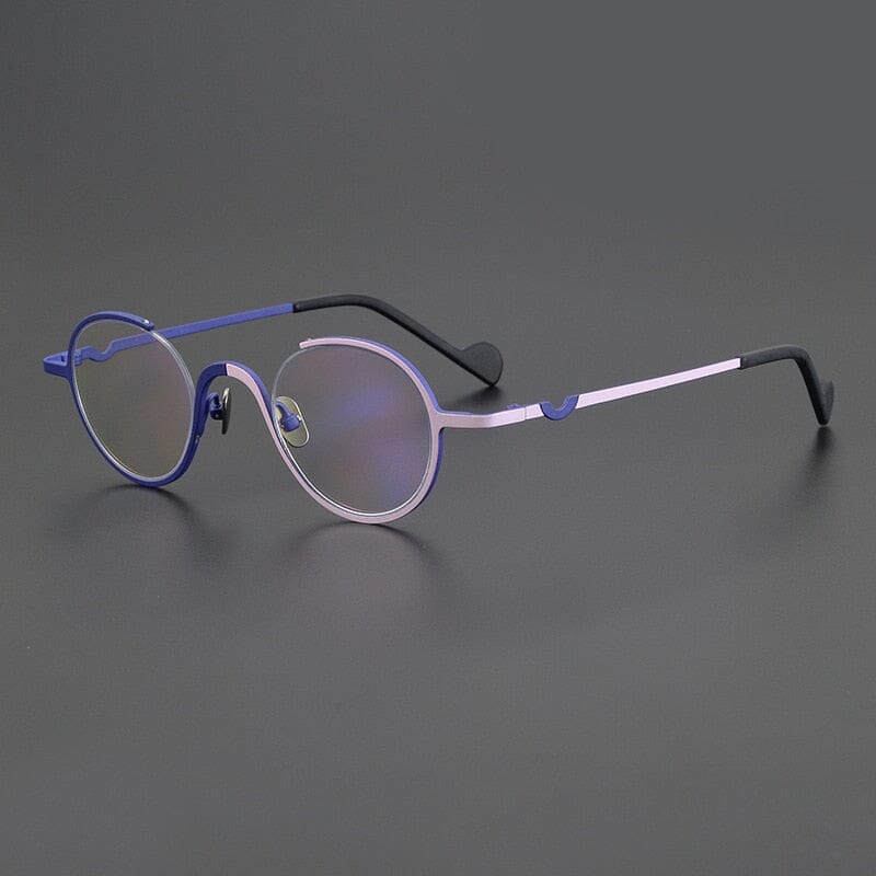 Winifred Vintage Titanium Glasses Frame Round Frames Southood Matte Blue Pink