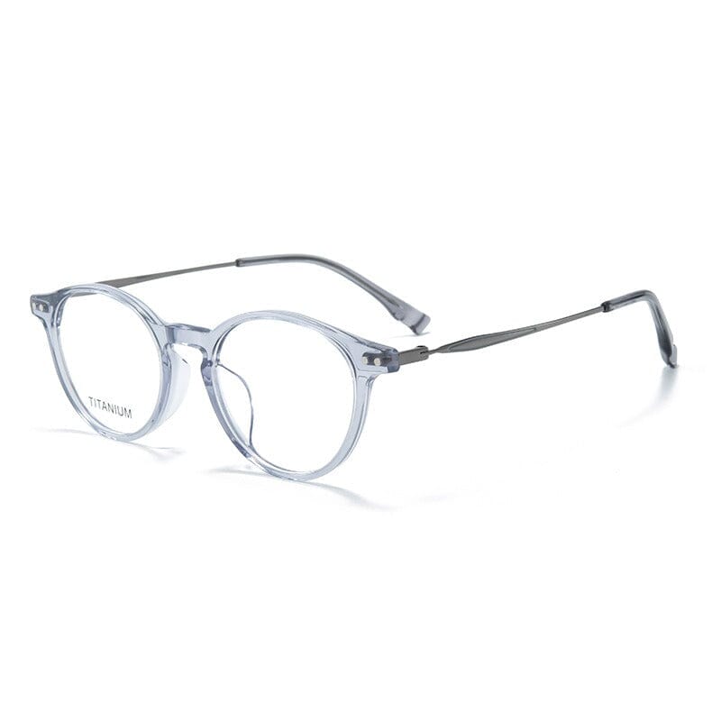 Zee Acetate Titanium Glasses Frame Oval Frames Southood Clear Gray